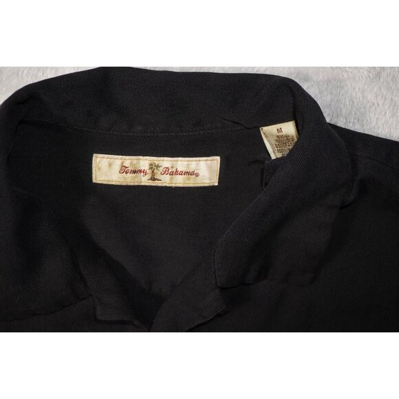 Tommy Bahama Men's M Black Shaken Not Stirred Embroidered Shirt Silk EUC - Picture 5 of 14
